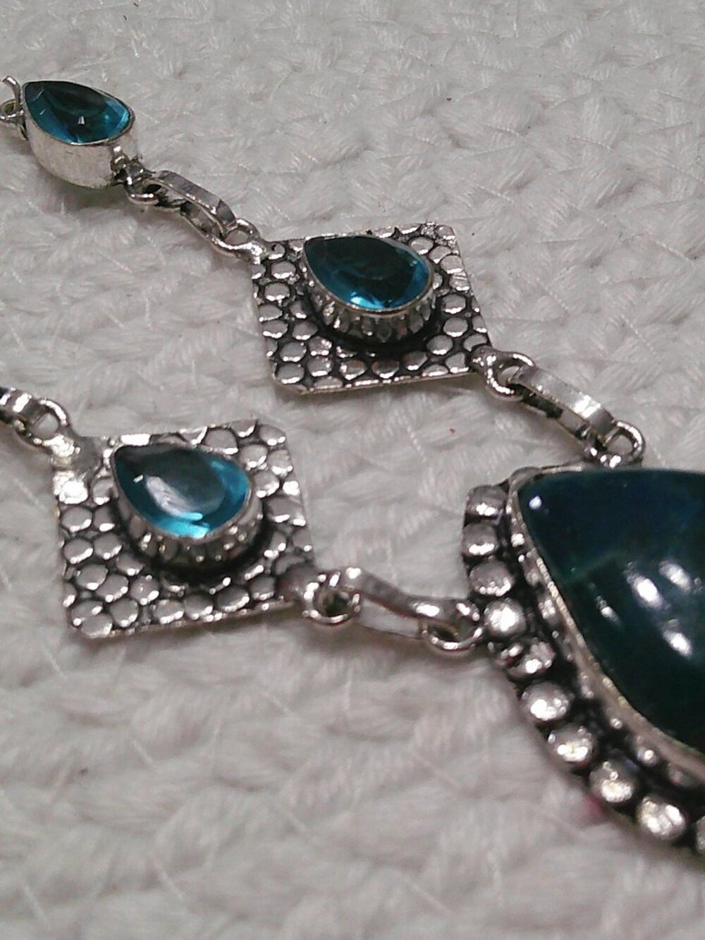 Gorgeous BLUE APATITE & BLUE TOPAZ Handmade Sterling 925 Necklace #11F